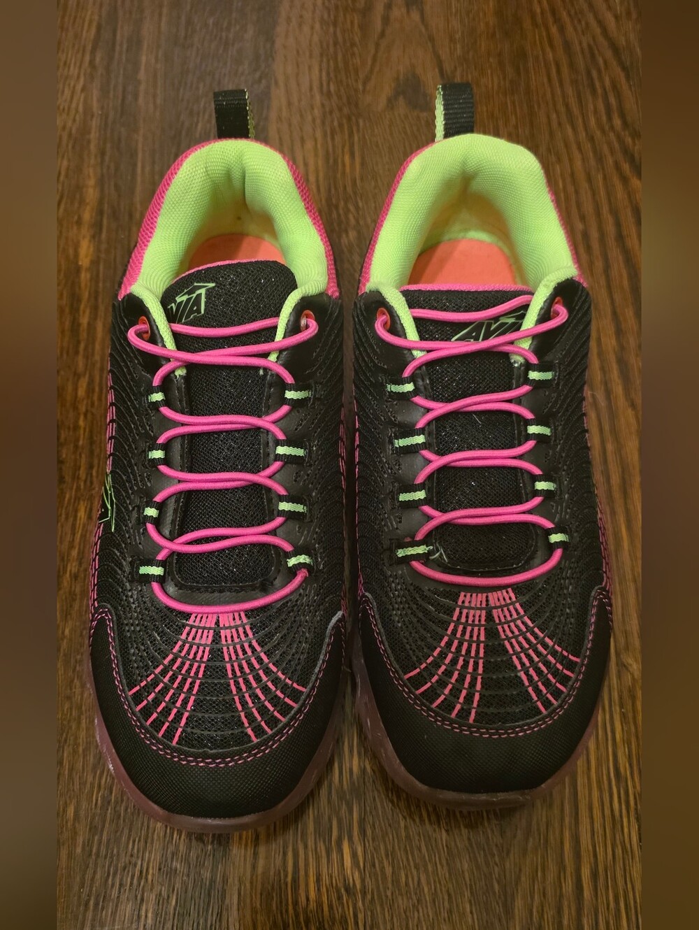 Avia Black Light Up Sneakers with Pink and Neon Green Trim